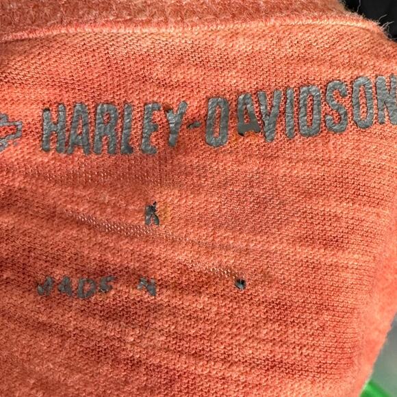 Harley Davidson Hometown Scoop Neck Tee T-Shirt Washed Orange Womens Medium - Picture 8 of 9